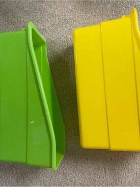 Bright Green and Yellow Plastic Storage Bins - Multipurpose Home Organizer